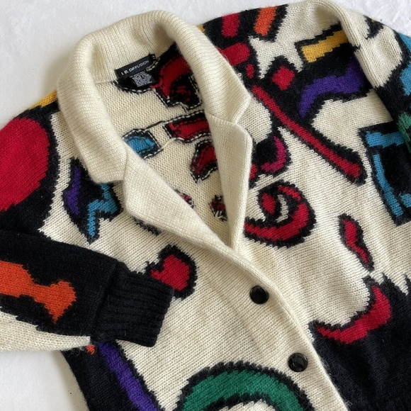 IB Diffusion Sweaters - I.B. Diffusion Cardigan Sweater Abstract Womens MOHAIR Wool Shawl Collar 1X Plus